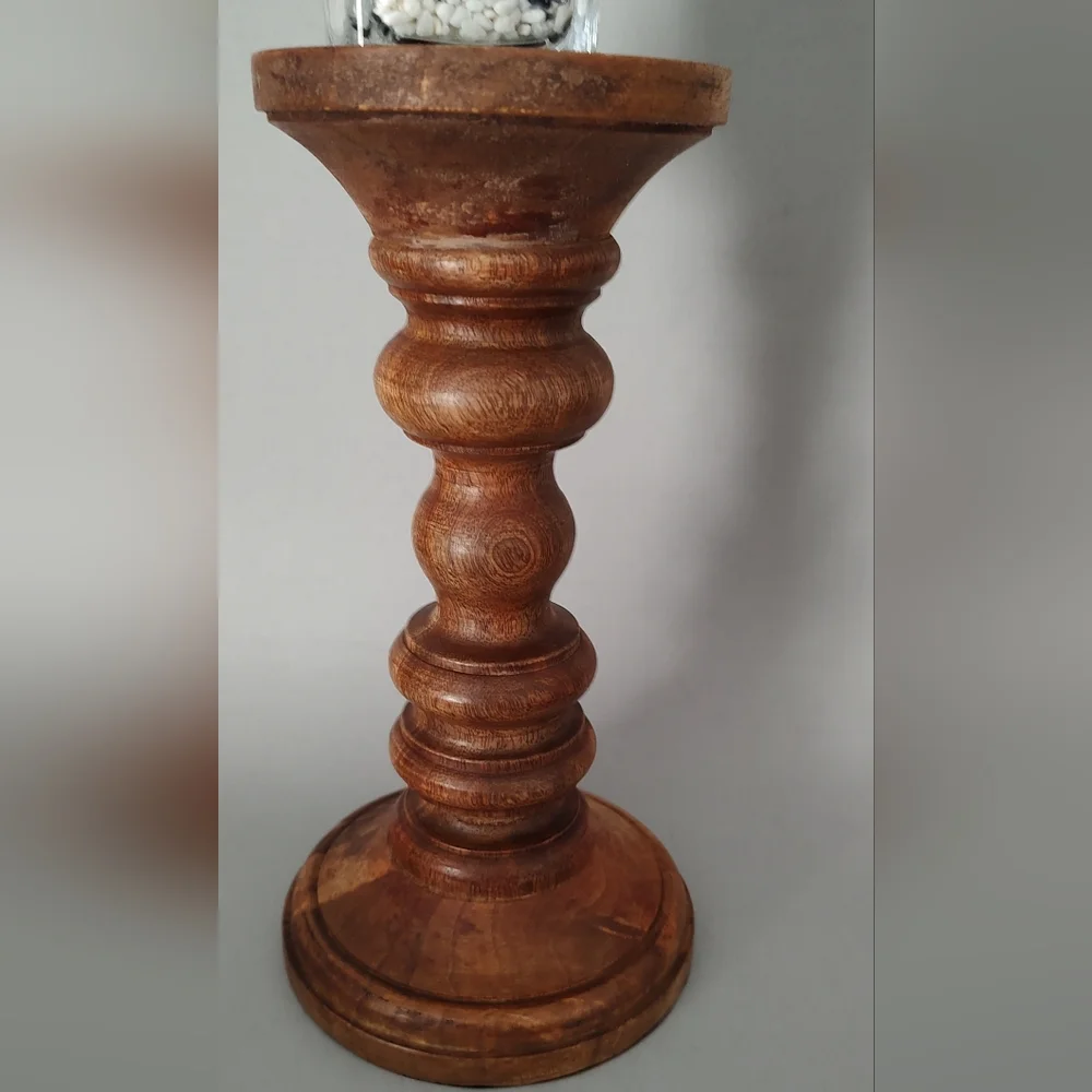 Wood Candle Holder  Size Medium Brown Unbranded New With Out Tag Rustic